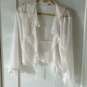 Aritzia Wilfred Frenchy Blouse XS Light Birch - Like New